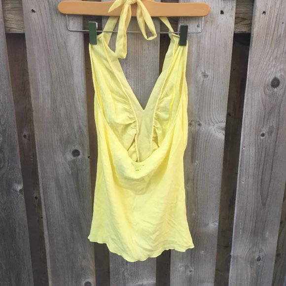DKNY yellow sequin cotton halter top - size M/L - Picture 4 of 6